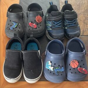 Kids Black and Blue Shoes Set, Sz 8
